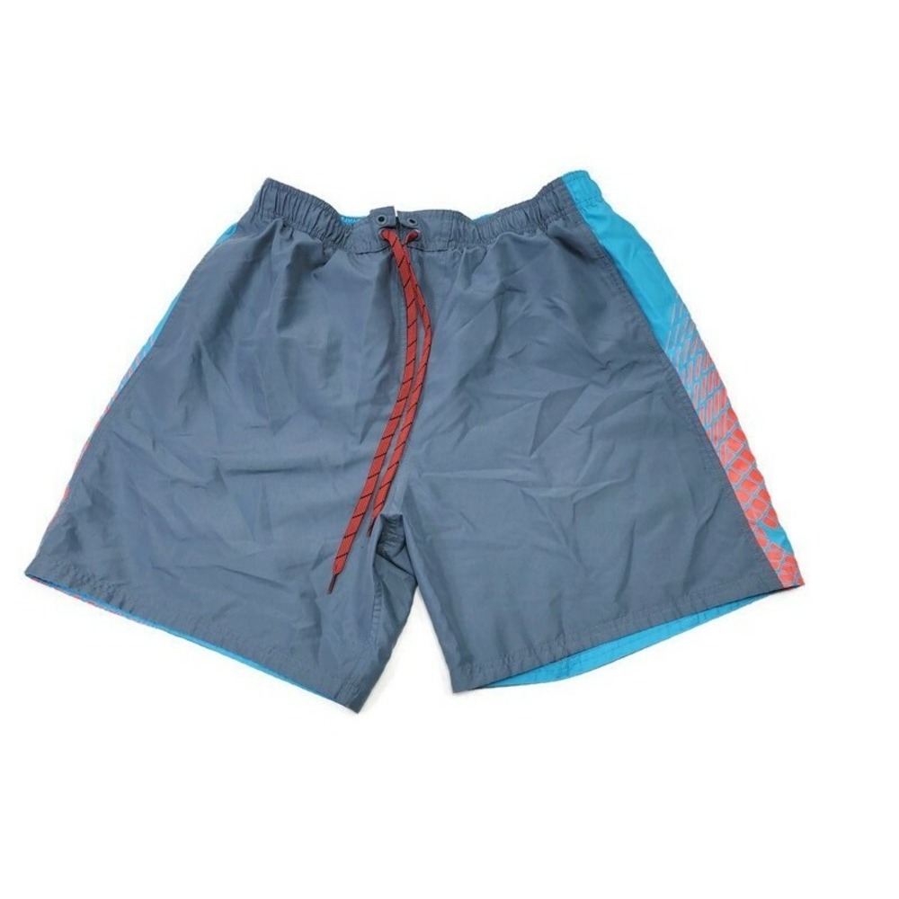Vintage 90s Nike Mini Swoosh Swim Trunks Board Shorts Men Small Grey Teal